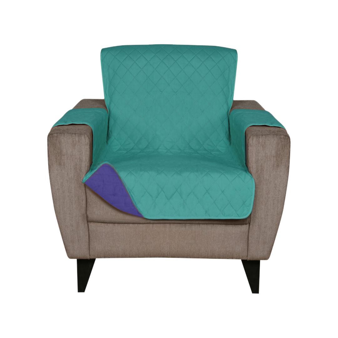 Reversible 1 Seater Sofa Cover 179 cm x 165 cm (Sea Green & Indigo)