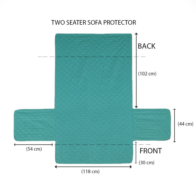 2 Seater Reversible Sofa Cover 179 cm x 223 cm (Sea Green & Indigo)