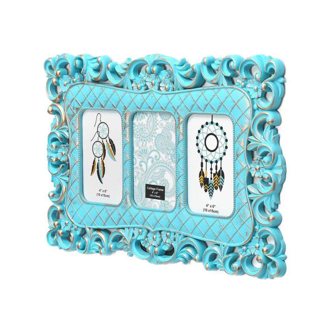 3 Pics Scroll Collage Photo Frame (Green)