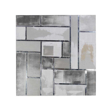 Emboss Geometry Abstract Painting (Silver)