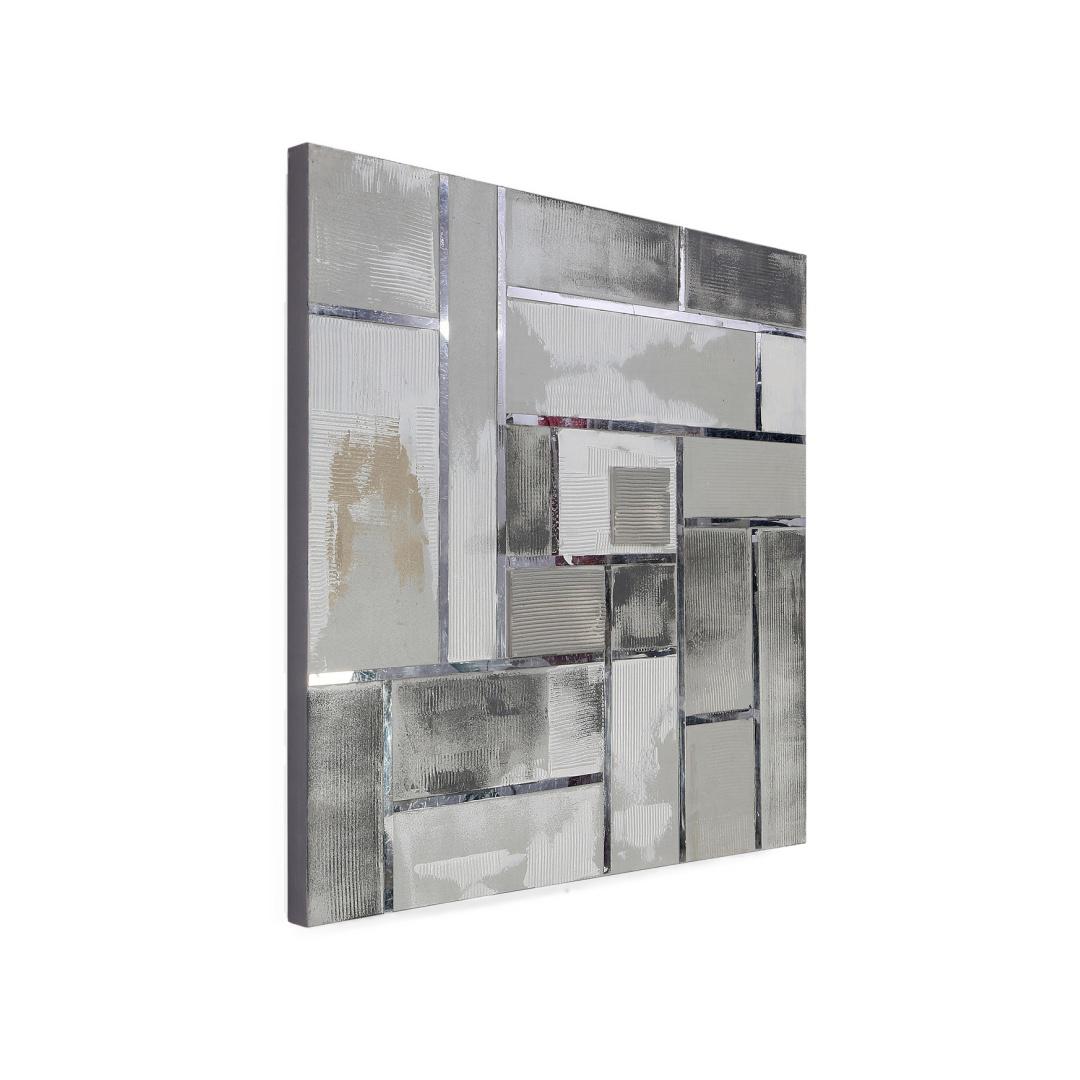 Emboss Geometry Abstract Painting (Silver)