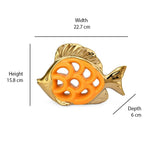 Fish Cutwork Decorative Ceramic Showpiece (Mustard)