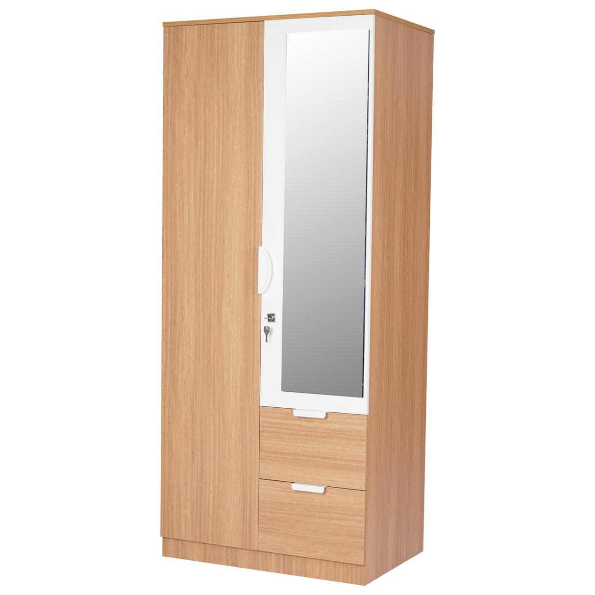 Indio 2 Door Wardrobe With Mirror (Teak & White)