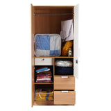 Indio 2 Door Wardrobe With Mirror (Teak & White)