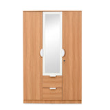 Indio 3 Door Wardrobe with Mirror (Teak & White)