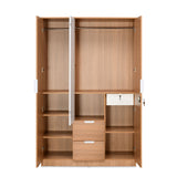 Indio 3 Door Wardrobe with Mirror (Teak & White)