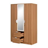 Indio 3 Door Wardrobe with Mirror (Teak & White)