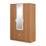 Indio 3 Door Wardrobe with Mirror (Teak & White)