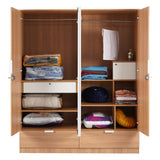 Indio 4 Door Wardrobe With Mirror (Teak & White)