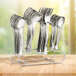 Arias by Lara Dutta Fiesta Cutlery Set of 24 With Stand (Silver)