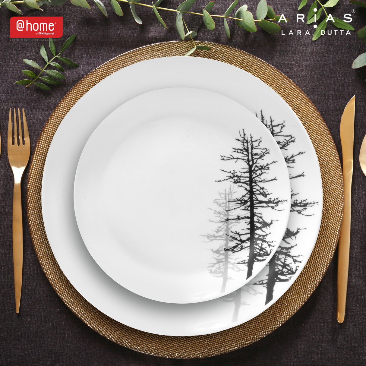 Arias by Lara Dutta Moon Winter Forest Dinner Set - 33 Pieces