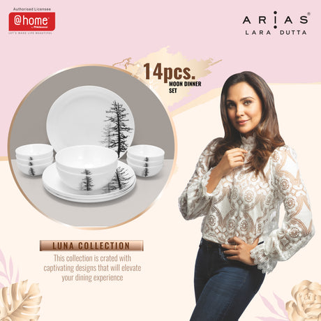 Arias by Lara Dutta Moon Winter Forest Dinner Set - 14 Pieces