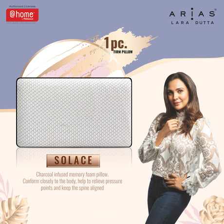 Arias by Lara Dutta Charcoal Hard Memory Foam Pillow (White)