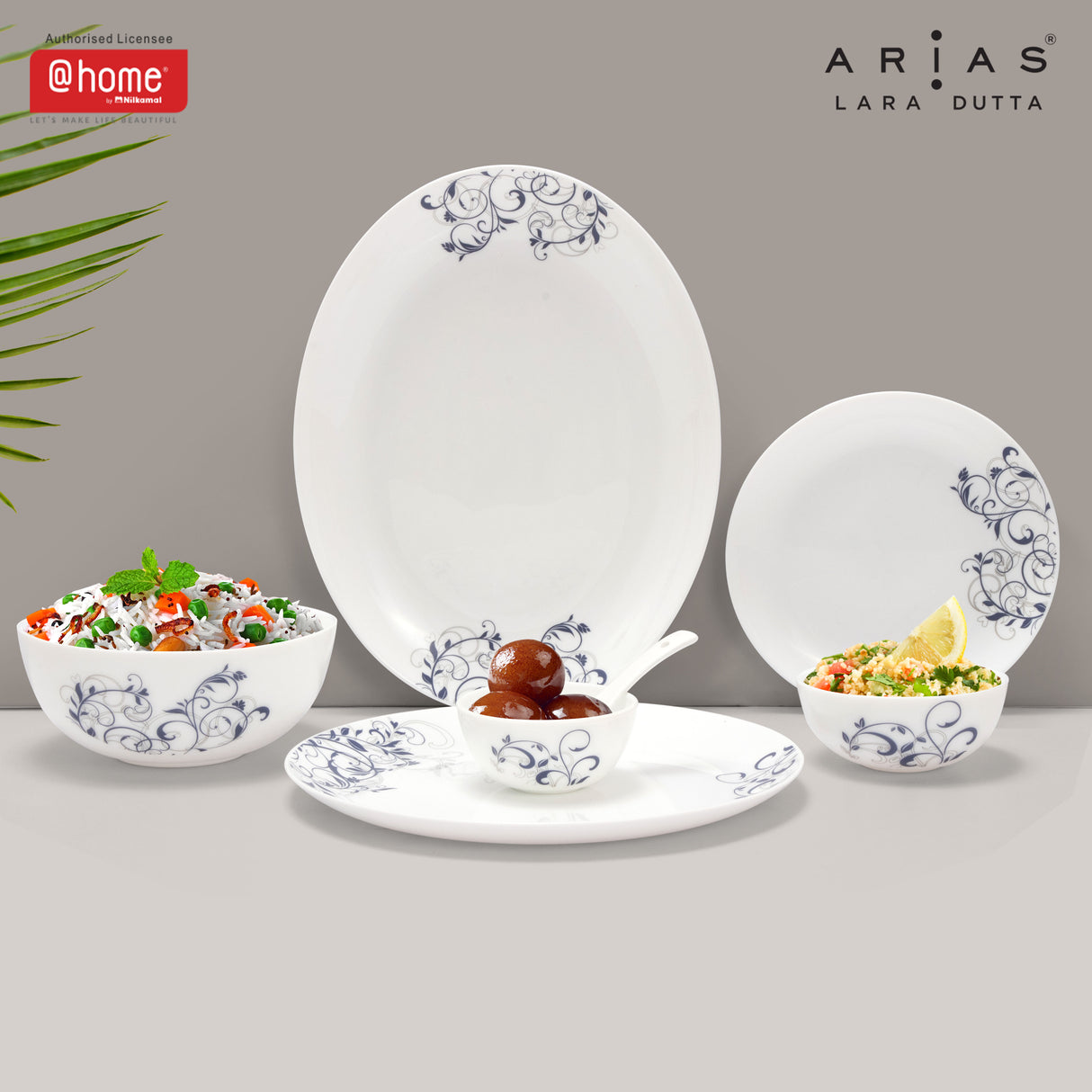 Arias by Lara Dutta Moon Blue Spring Dinner Set - 33 Pieces