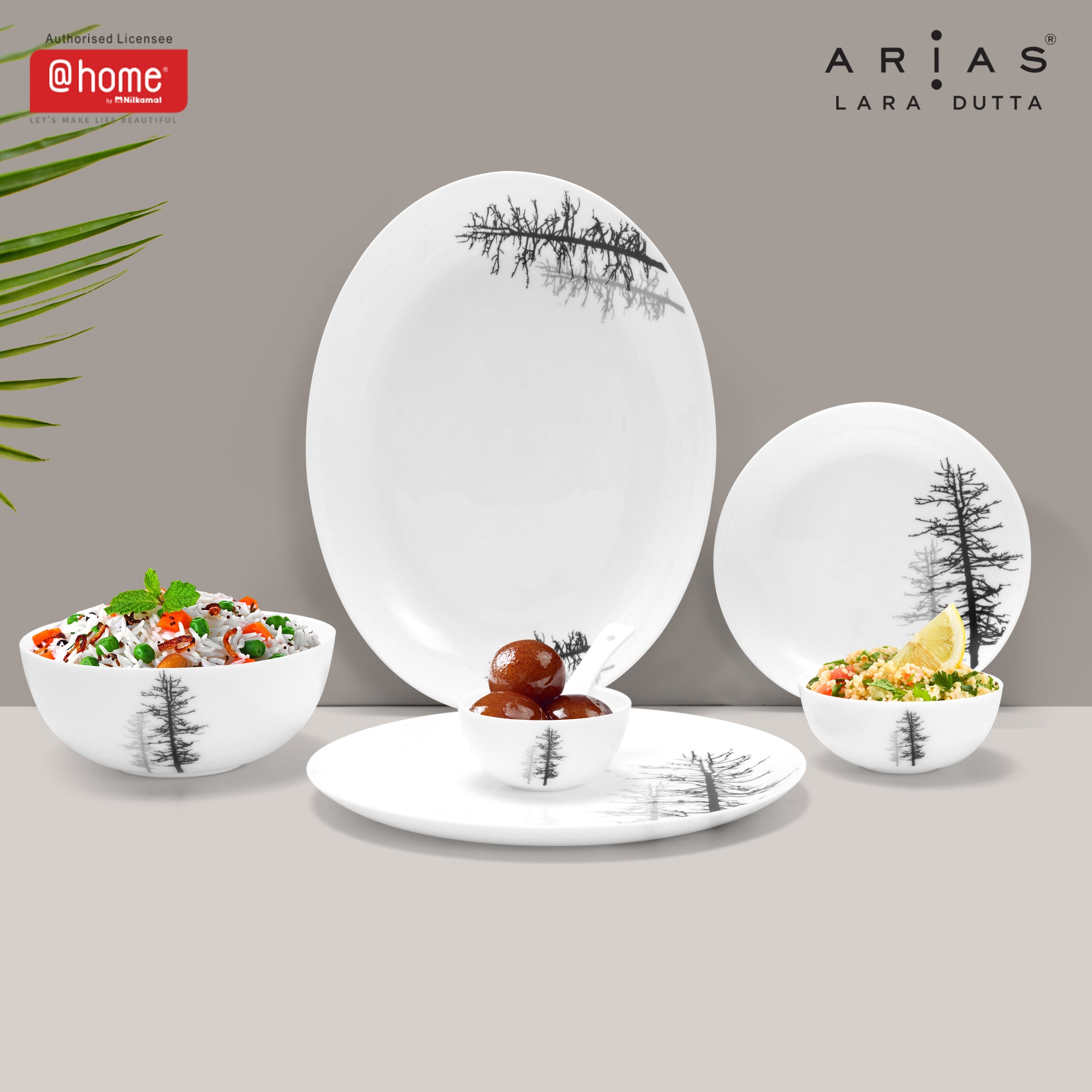 Arias by Lara Dutta Moon Winter Forest Dinner Set - 33 Pieces