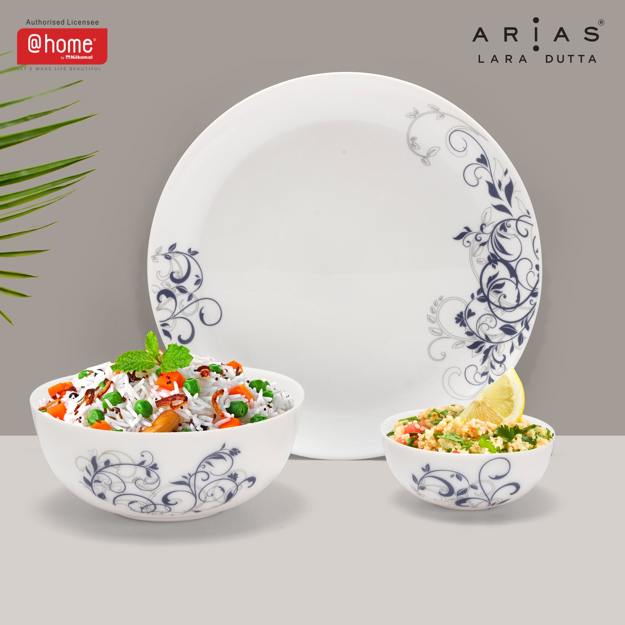 Arias by Lara Dutta Moon Blue Spring Dinner Set - 14 Pieces