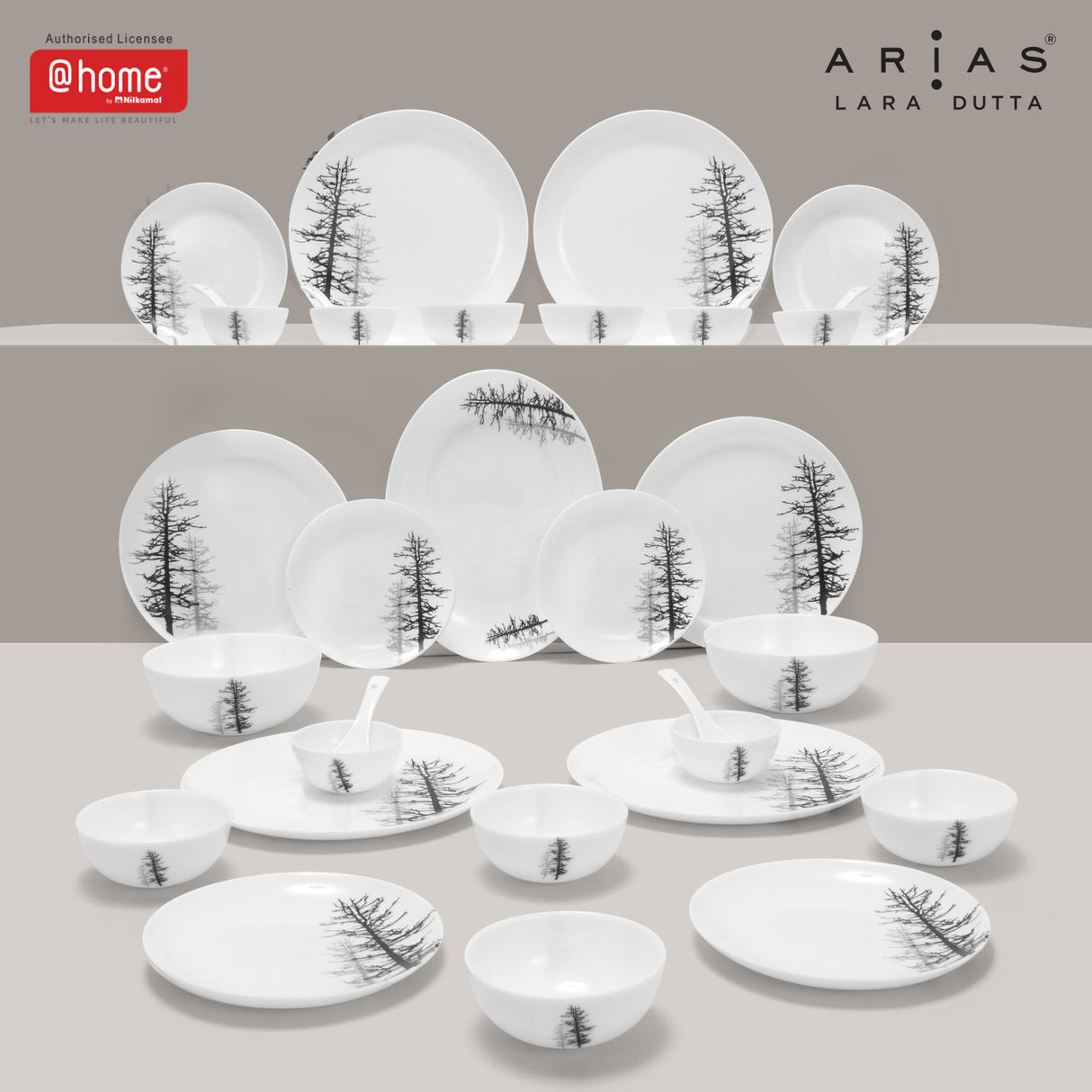 Arias by Lara Dutta Moon Winter Forest Dinner Set - 33 Pieces