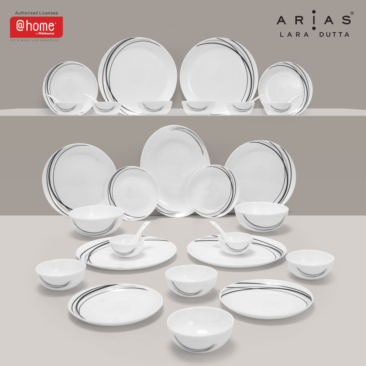 Arias by Lara Dutta Moon Black Fantasy Dinner Set - 33 Pieces