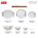 Arias by Lara Dutta Moon Blue Spring Dinner Set - 33 Pieces