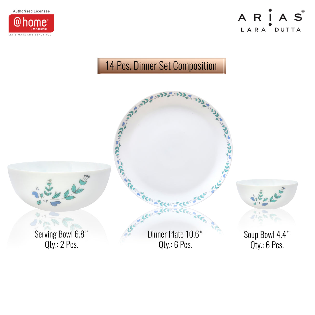 Arias by Lara Dutta Moon Morning Glory Dinner Set - 14 Pieces