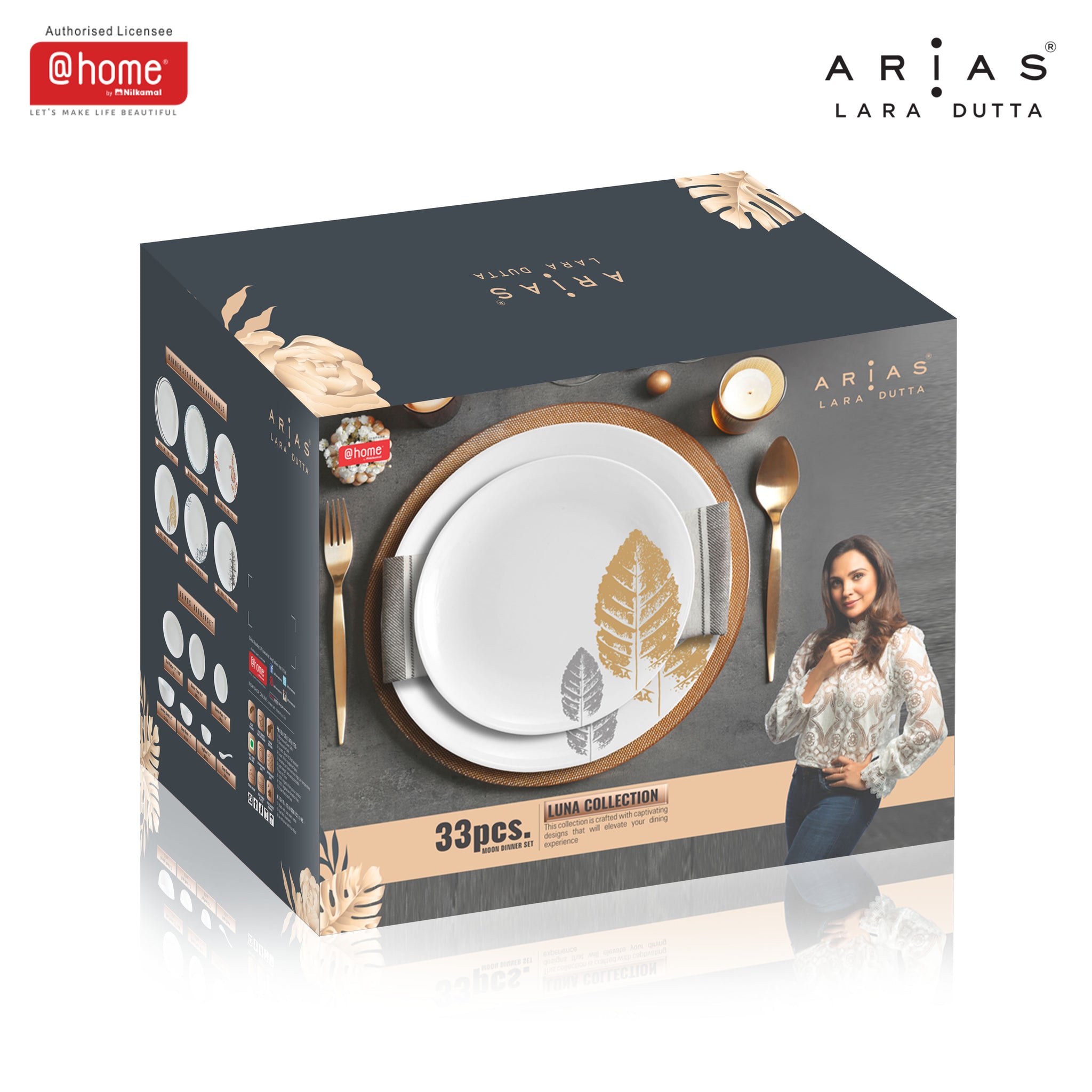 Arias by Lara Dutta Moon Black Fantasy Dinner Set - 33 Pieces