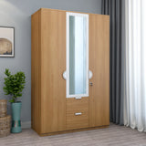 Indio 3 Door Wardrobe with Mirror (Teak & White)