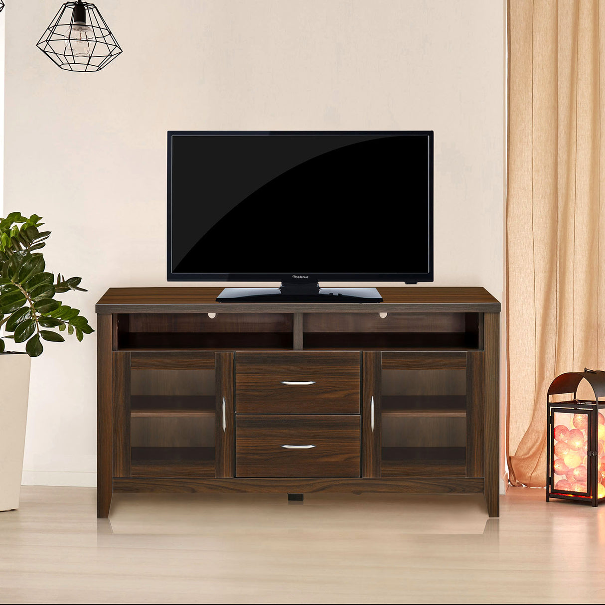 Jonas Engineered Wood TV & Entertainment Unit (Classic Walnut)