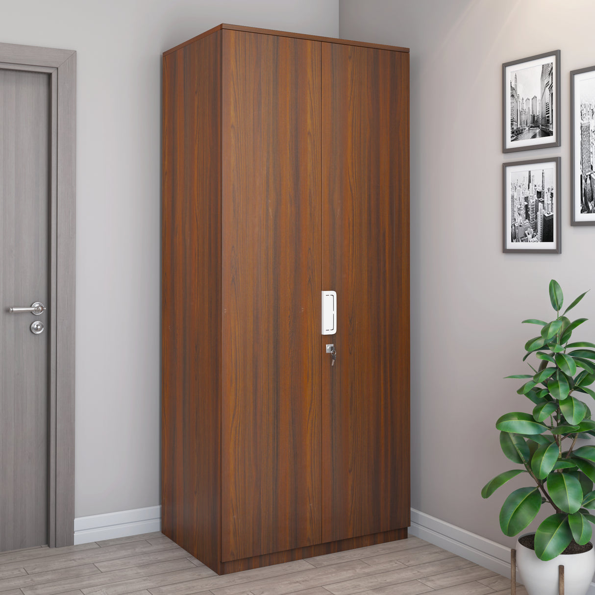 Joyce 2 Door Wardrobe (Classic Walnut)