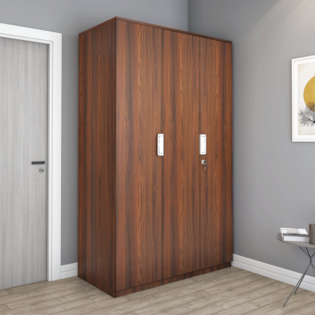 Joyce 3 Door Wardrobe (Classic Walnut)