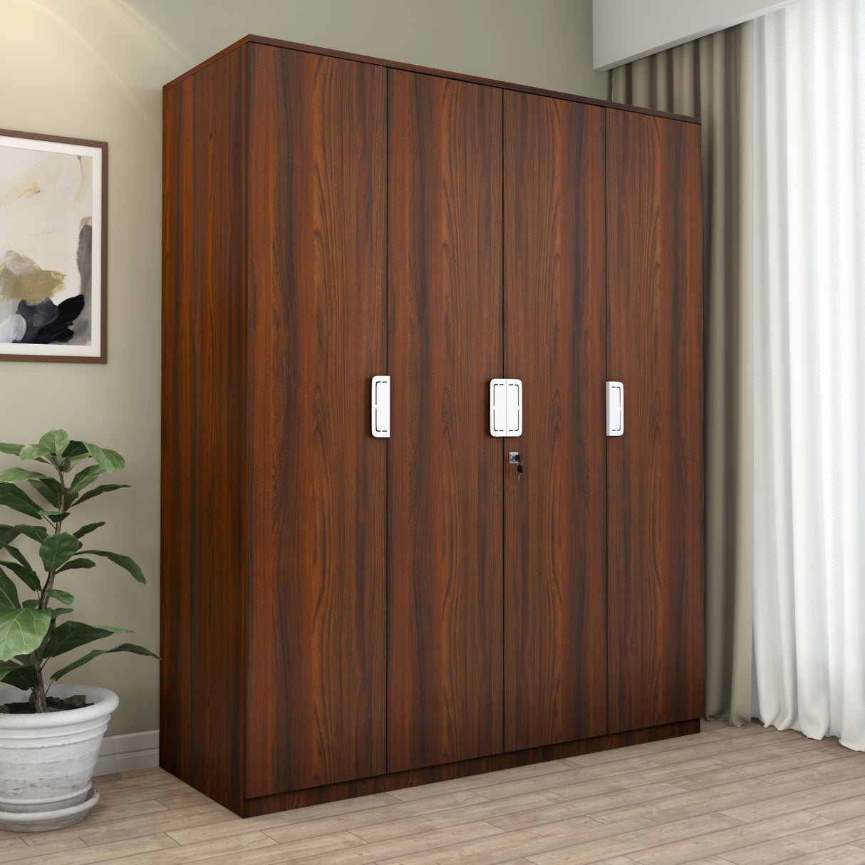 Joyce 4 Door Wardrobe (Classic Walnut)