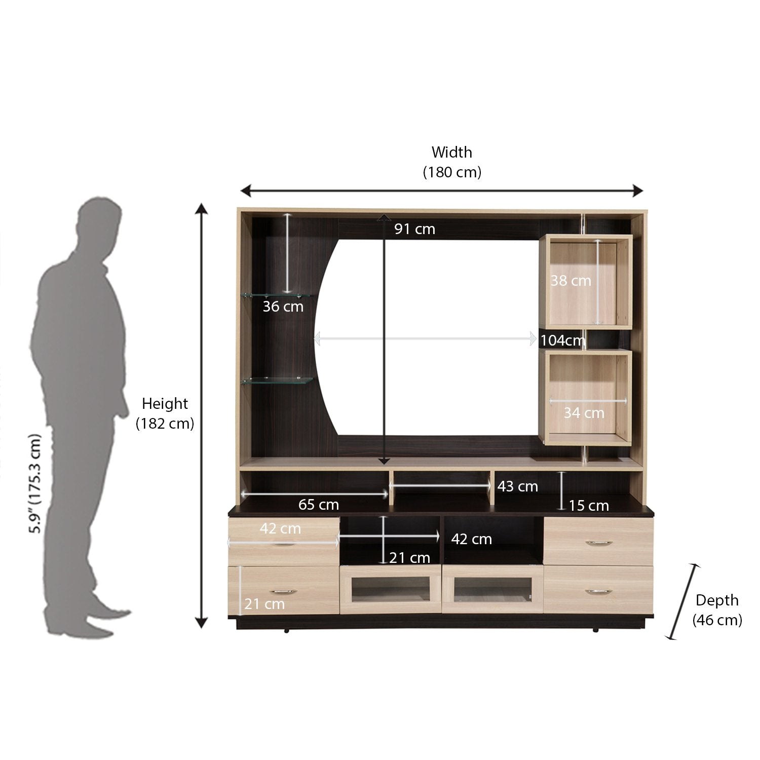 Kayla Wall Unit (Wenge/Oak)