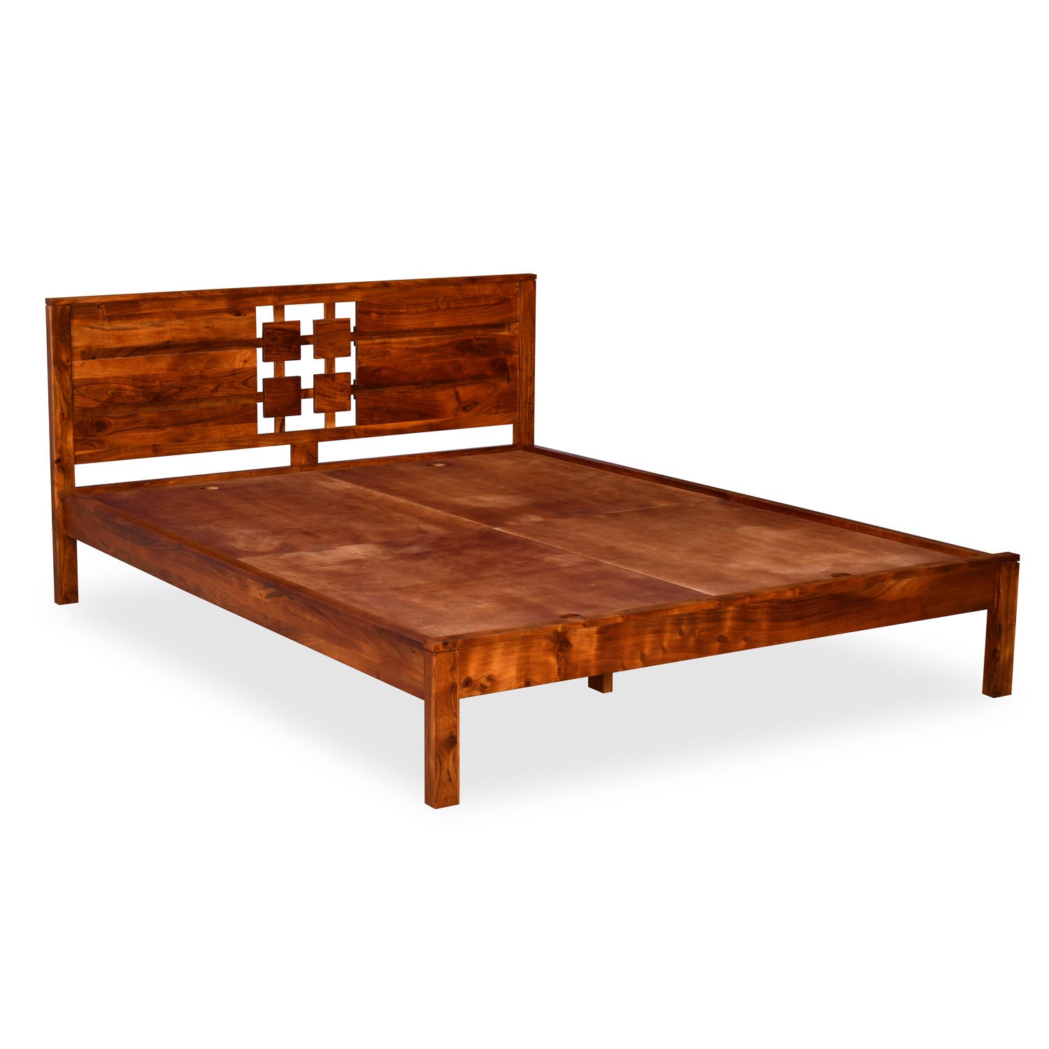 Konnect Solid Wood King Bed (Honey Walnut)