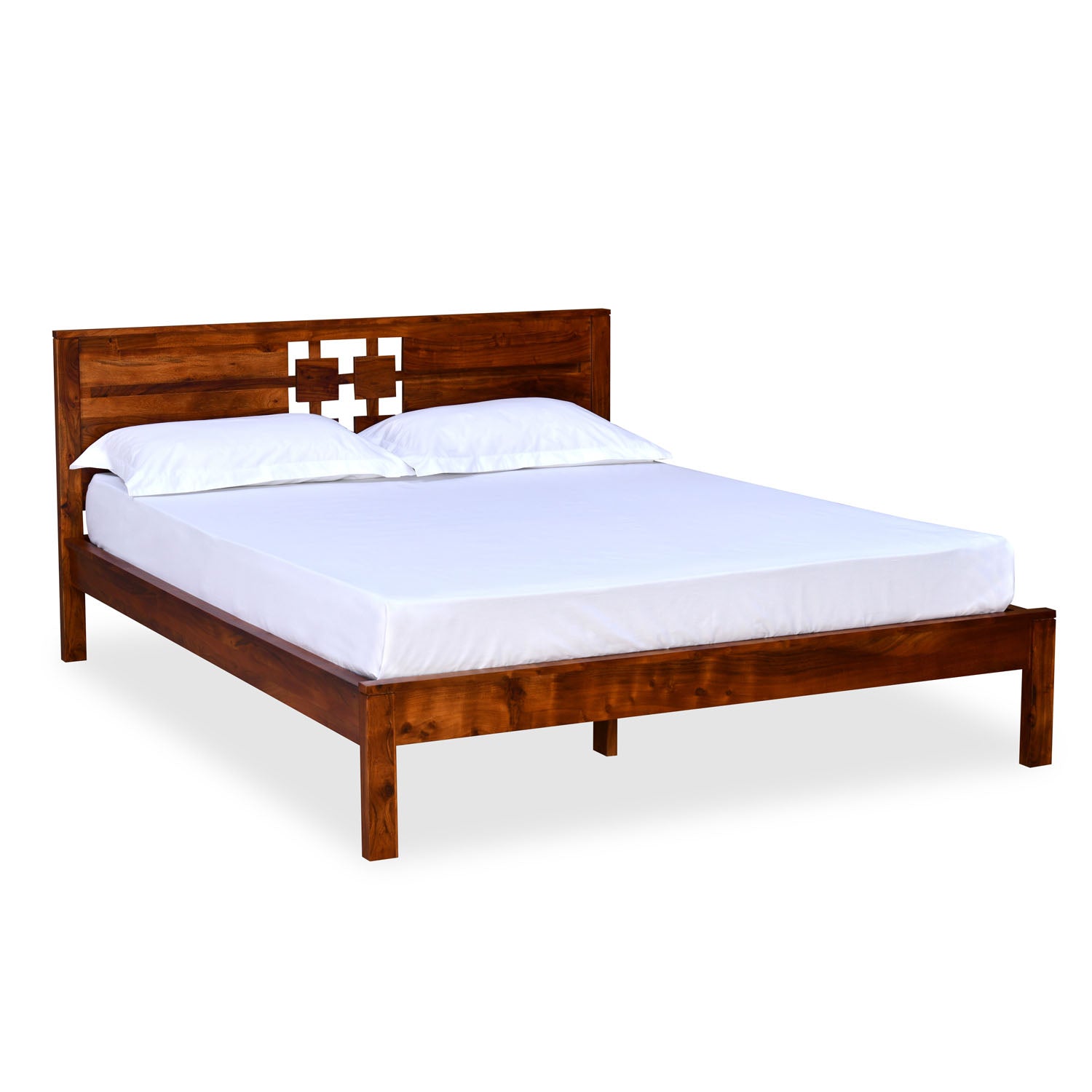 Konnect Solid Wood King Bed (Honey Walnut)