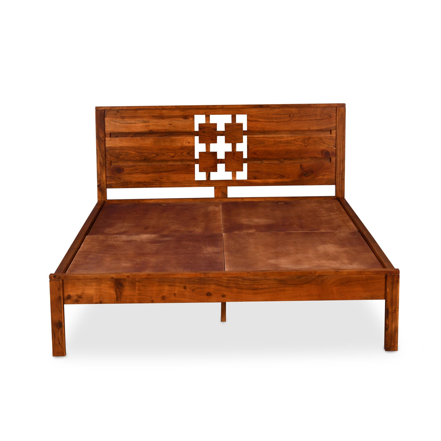 Konnect Solid Wood Queen Bed (Honey Walnut)