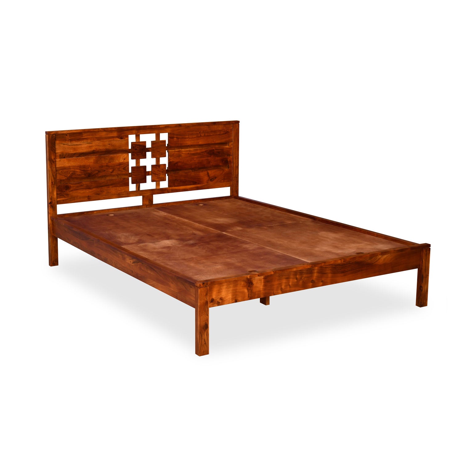 Konnect Solid Wood Queen Bed (Honey Walnut)