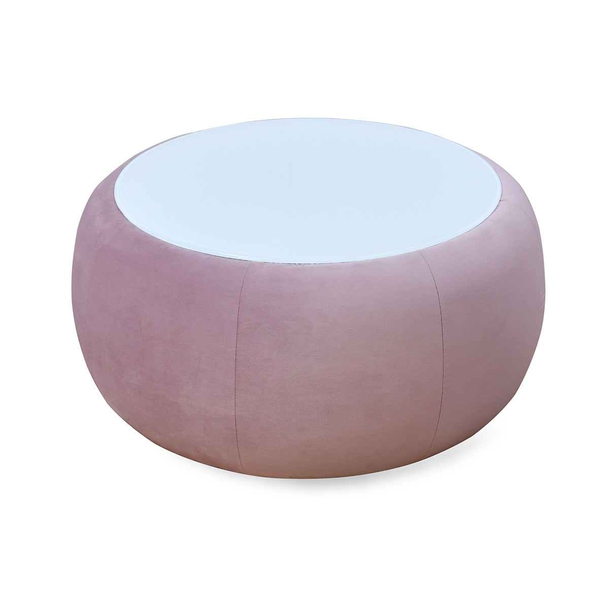 Arias by Lara Dutta Lorenza Upholstered Center Table with Glass Top (Onion Pink)