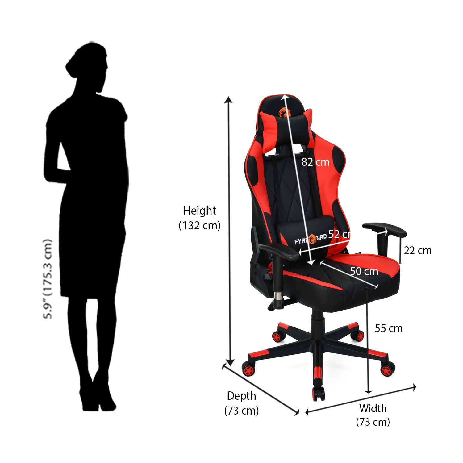 Marvel Leatherette Ergonomic Gaming Chair with Neck & Lumbar Pillow (Black & Red)