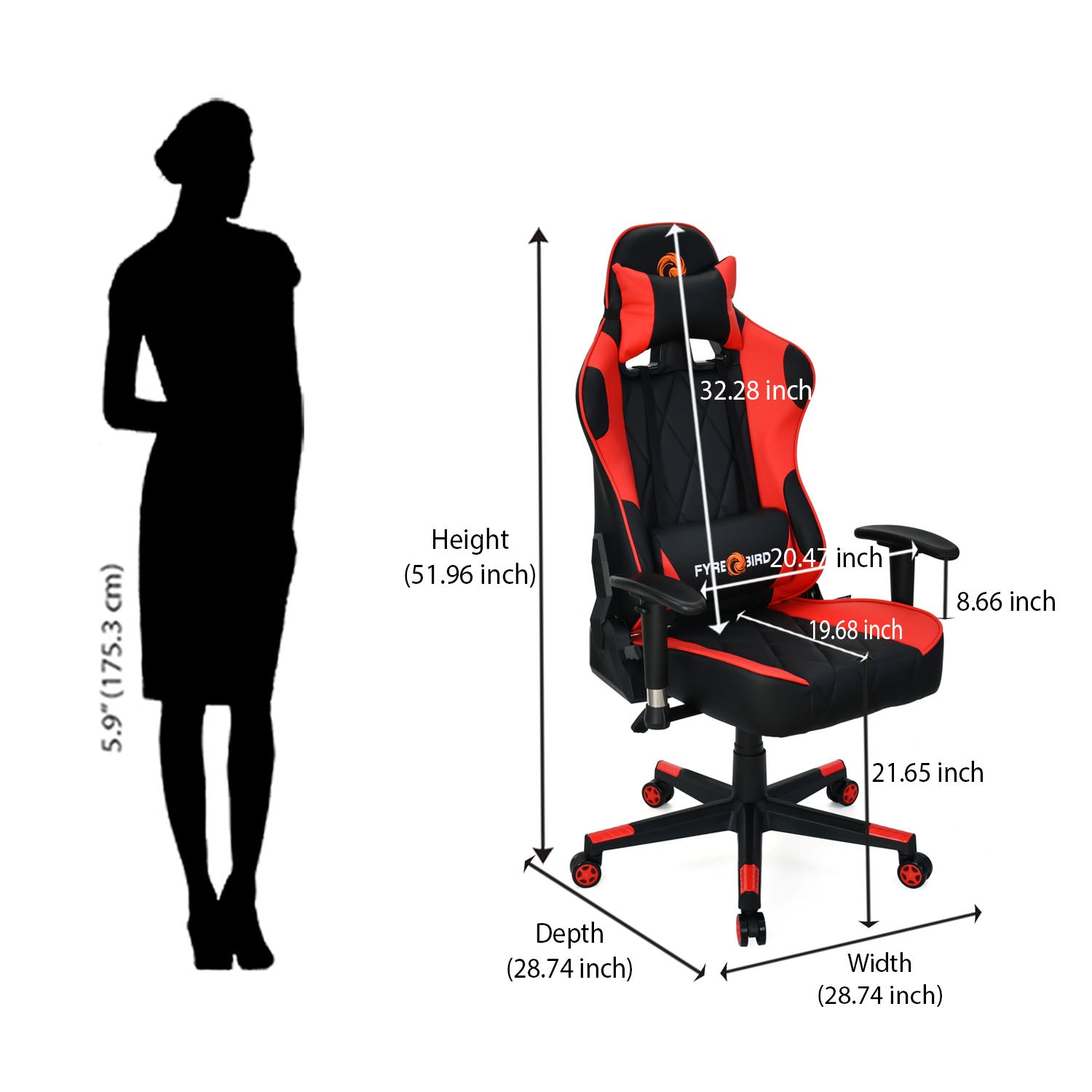 Marvel Leatherette Ergonomic Gaming Chair with Neck & Lumbar Pillow (Black & Red)