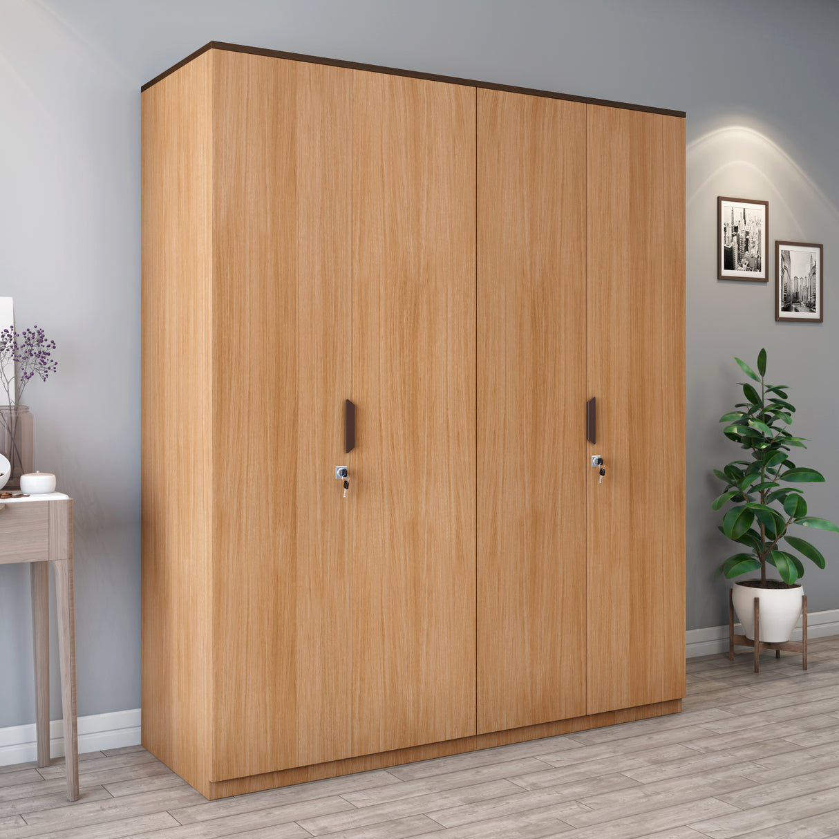 Milford 4 Door Wardrobe (Urban Teak)