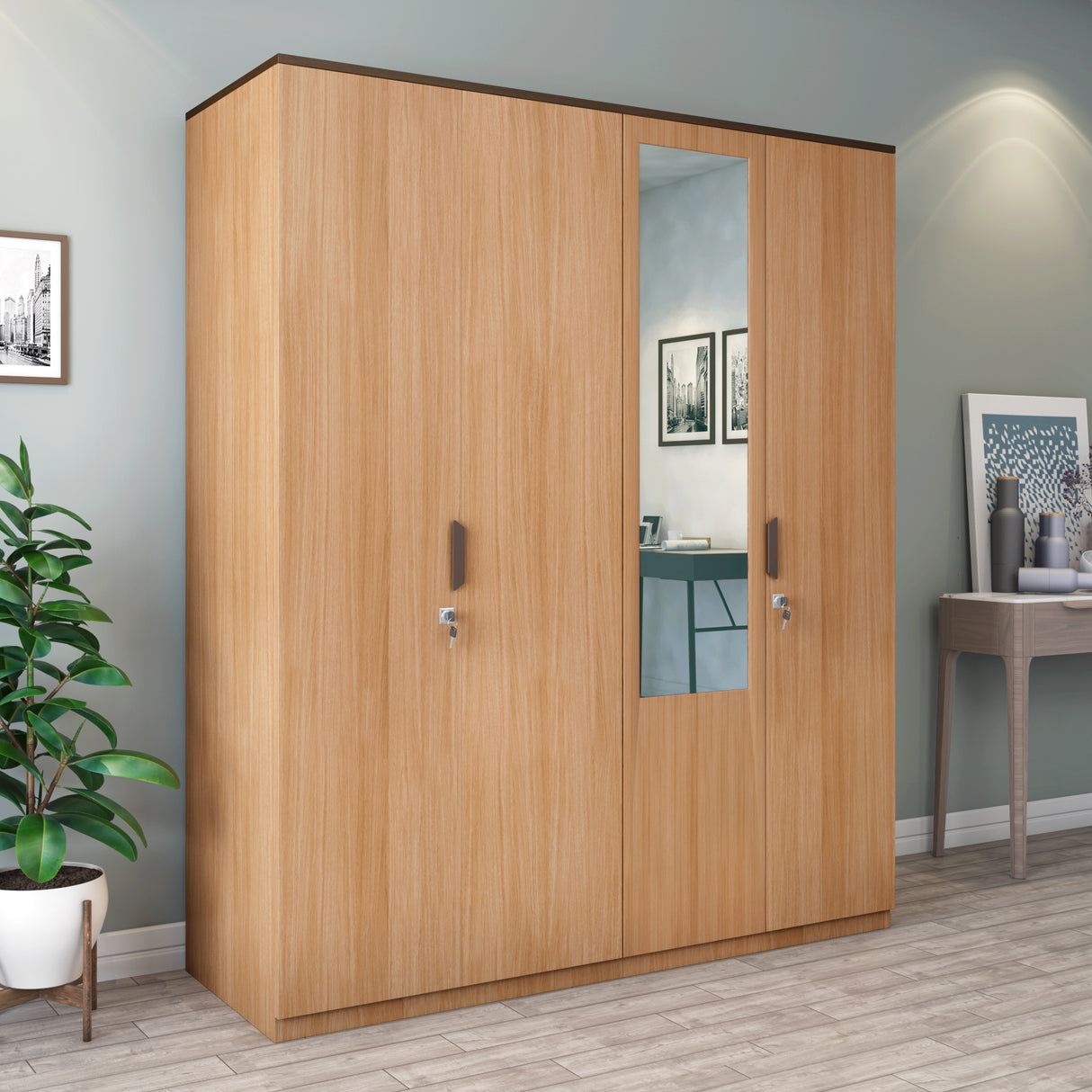 Milford 4 Door Wardrobe (Urban Teak)