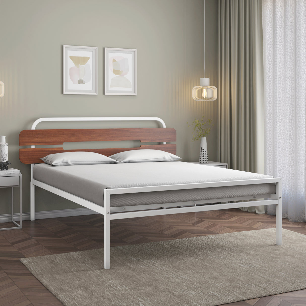 Nova Metal King Bed (Ivory)