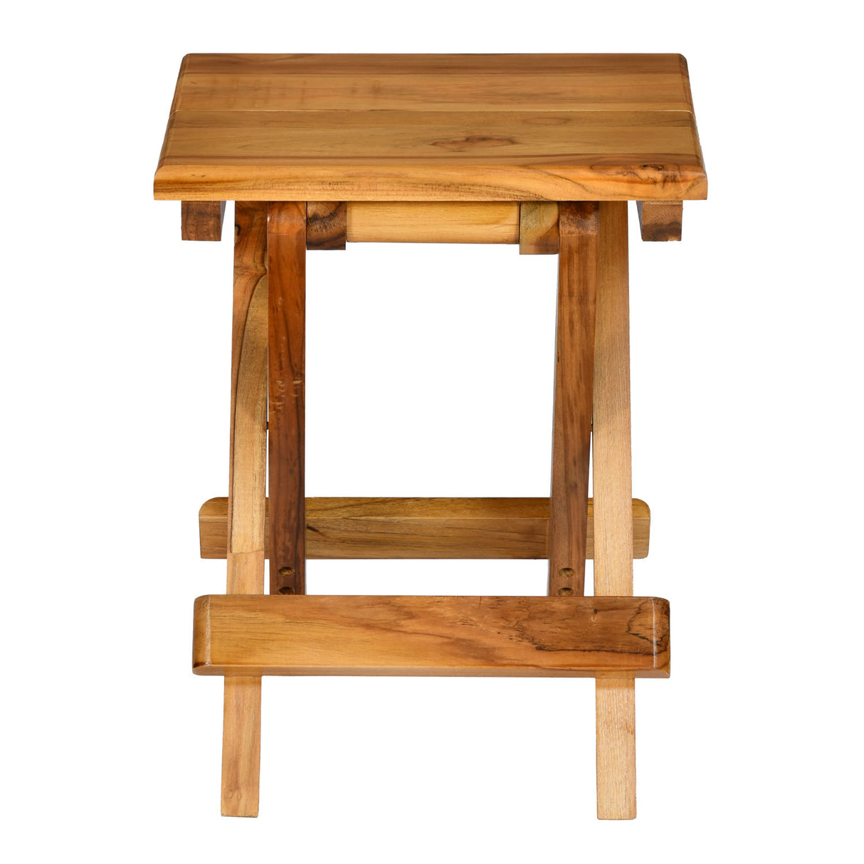 Pablo Teak Wood Folding Stool (Natural Walnut)