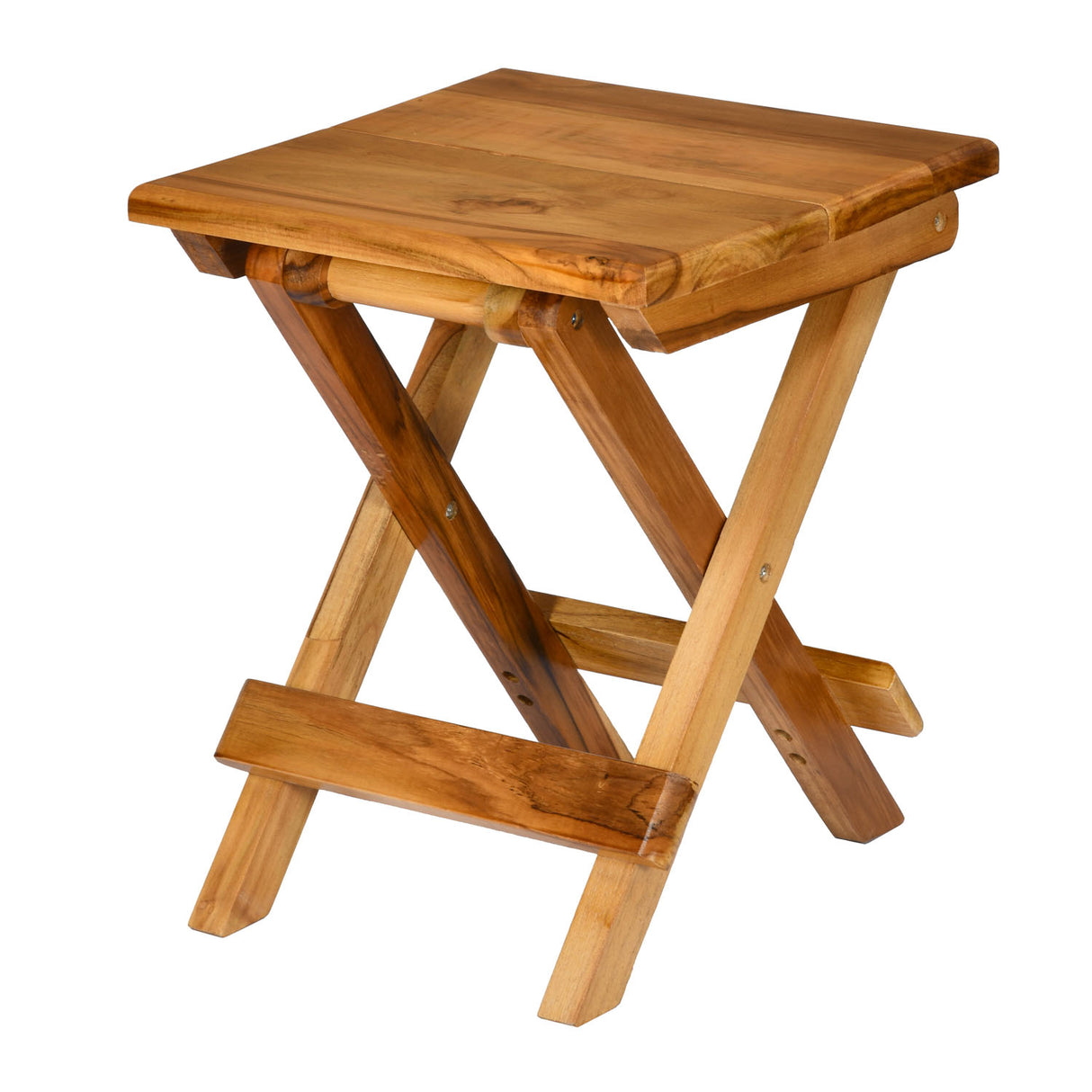 Pablo Teak Wood Folding Stool (Natural Walnut)