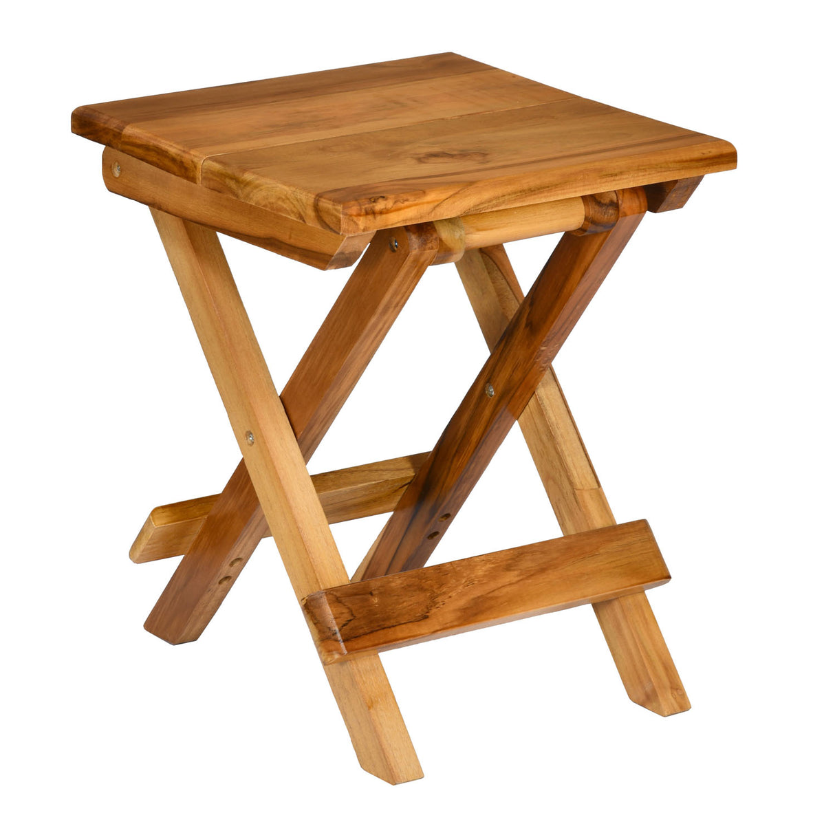 Pablo Teak Wood Folding Stool (Natural Walnut)