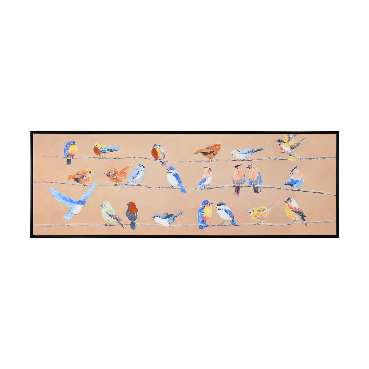 Birds Chatter Canvas Wall Painting (Mustard)