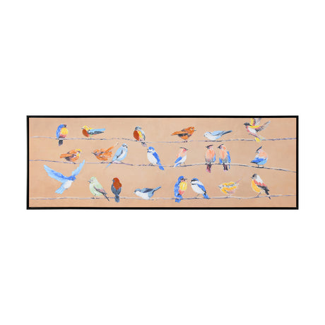 Birds Chatter Canvas Wall Painting (Mustard)