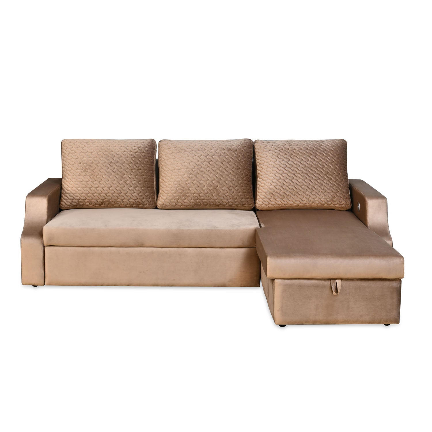 Portland LHS Sofa With Lounger & Storage (Light Brown)