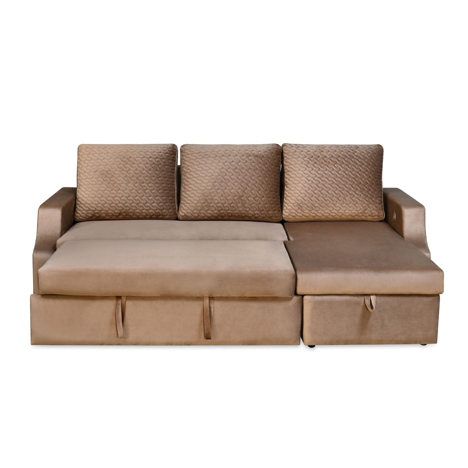 Portland LHS Sofa With Lounger & Storage (Light Brown)