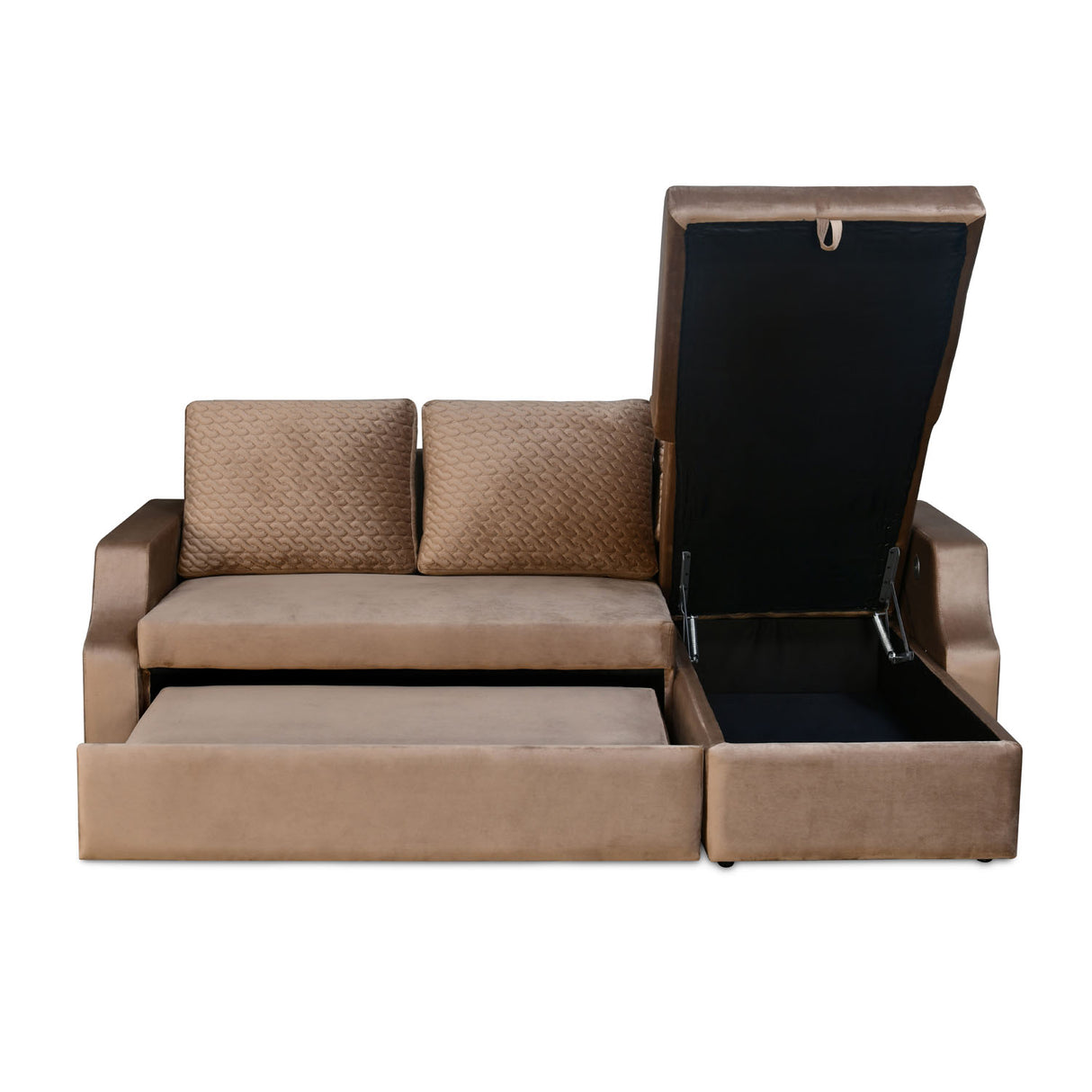 Portland LHS Sofa With Lounger & Storage (Light Brown)