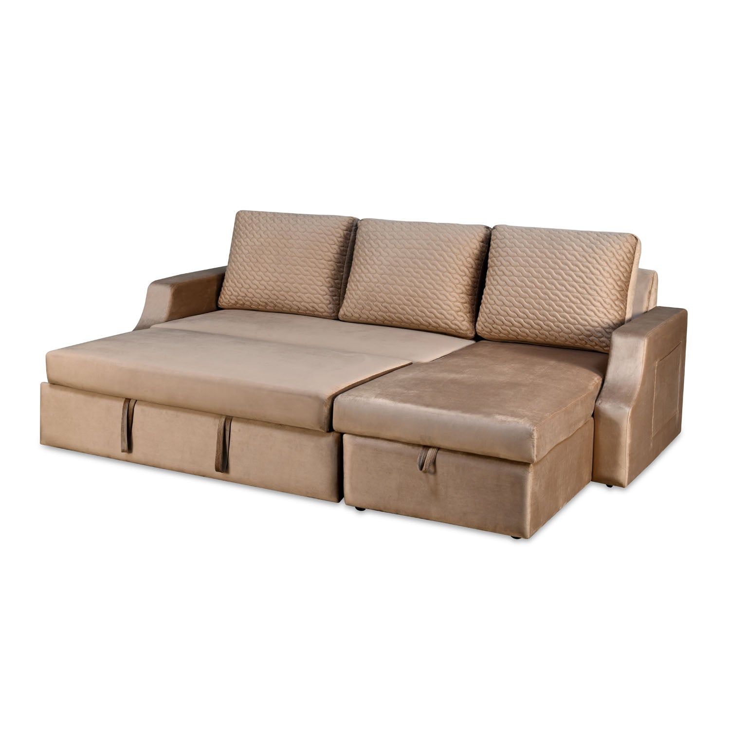 Portland LHS Sofa With Lounger & Storage (Light Brown)